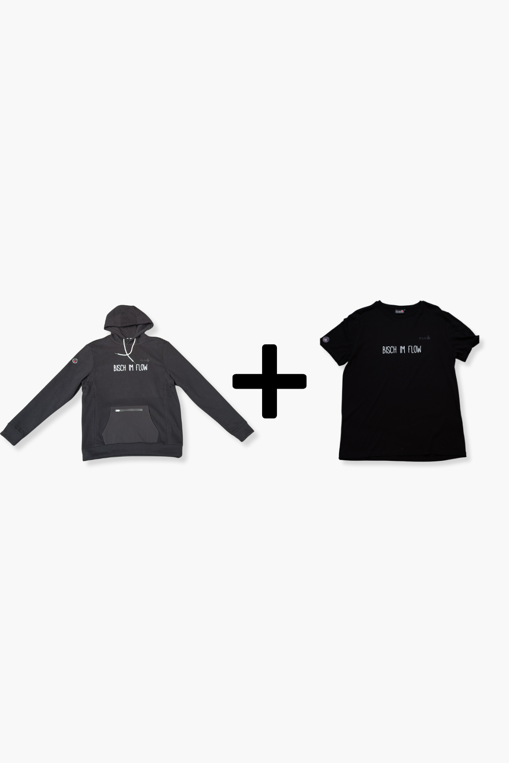 AKTION! BISCH IM FLOW Hoodie + Shirt Schwarz